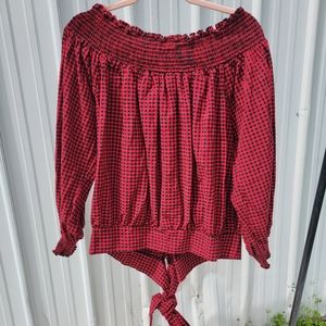 Off Shoulder Buffalo Plaid